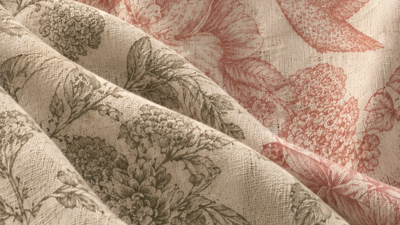 Pink and Sage Green Allison botanical linen details